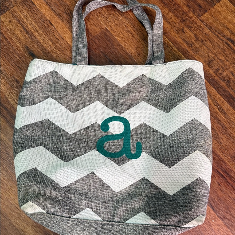Gray and White Chevron Tote Bag